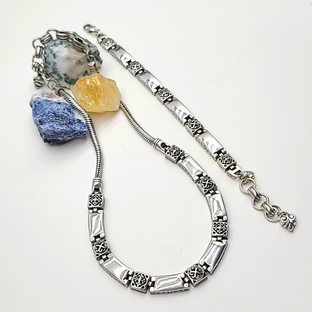 $90 Brighton "Tribeca" Collar Long Link Necklace & Matching Bracelet set!